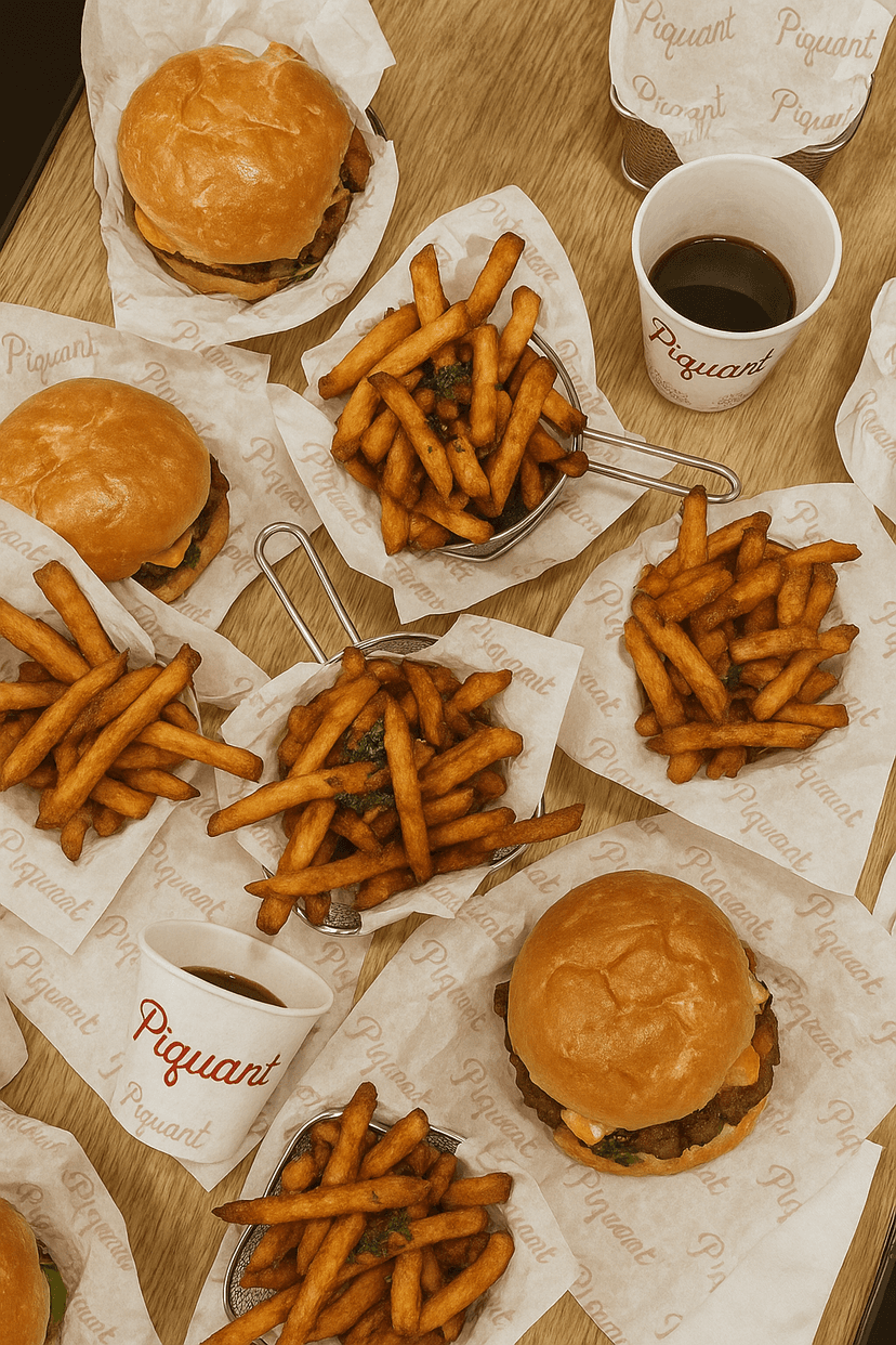 Gourmet burger and fries